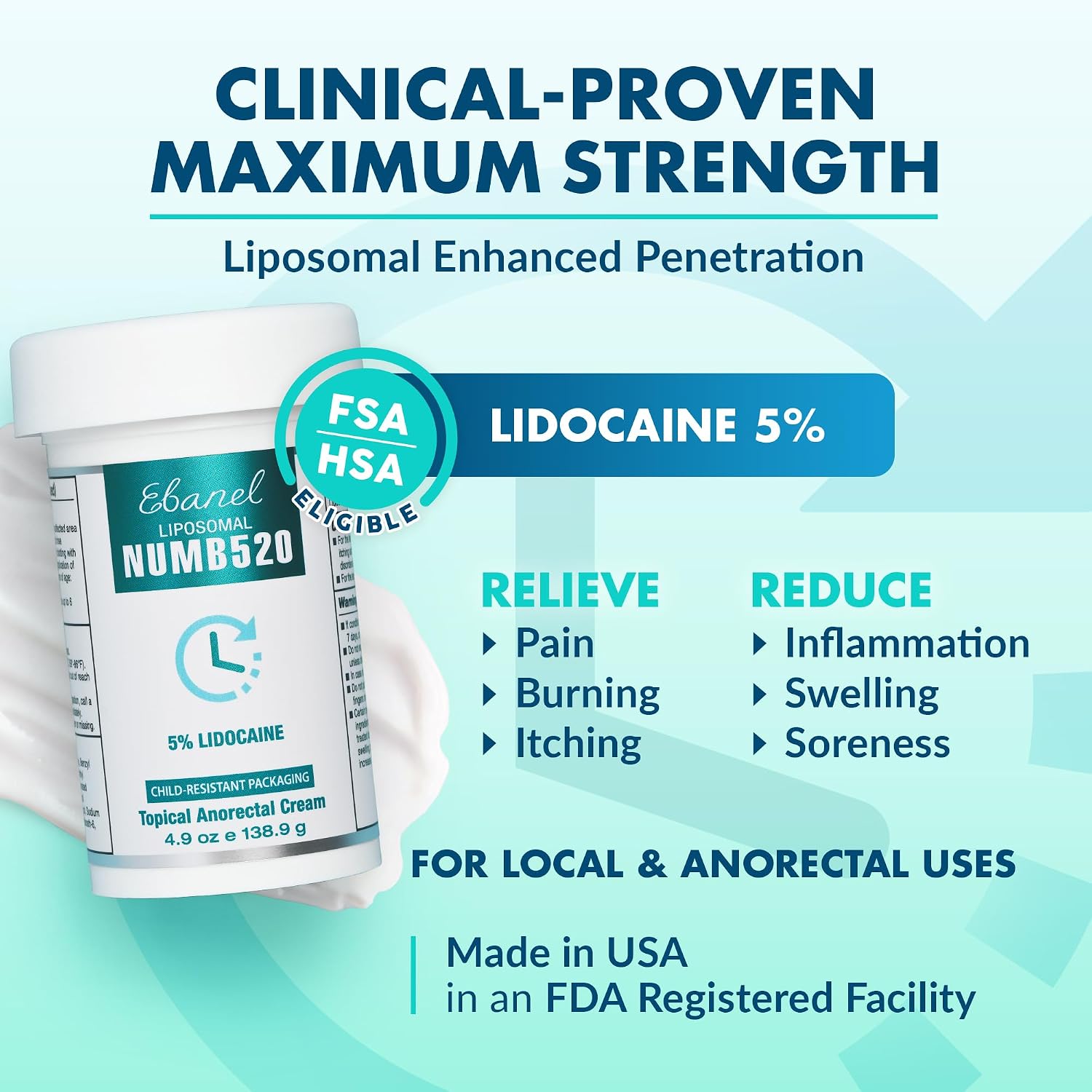 Ebanel 5% Lidocaine Numbing Cream